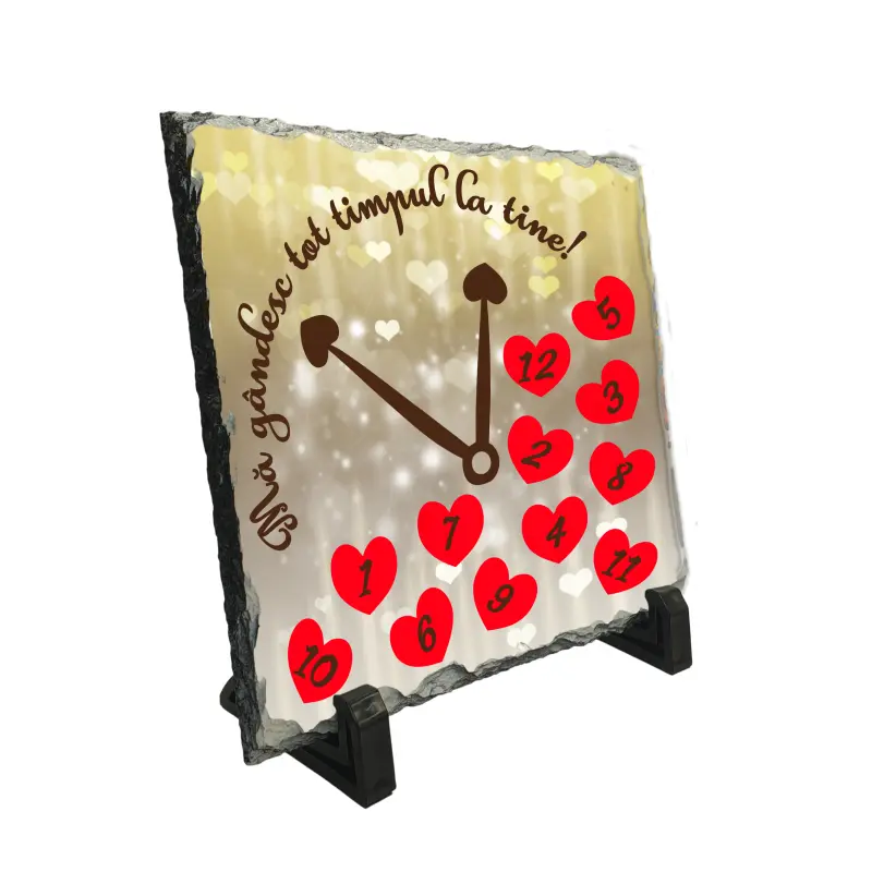 Ma gandesc tot timpul la tine, piatra ardezie personalizata, cu mesaj model, pa083